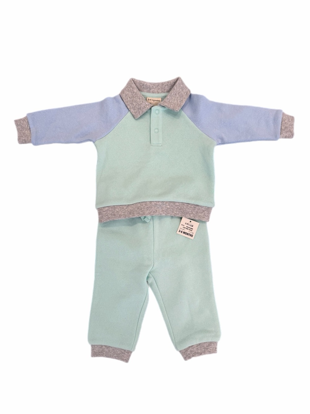 NWT First Impressions Two-Tone Mint & Light Blue Fleece Set - Size 3-6 months